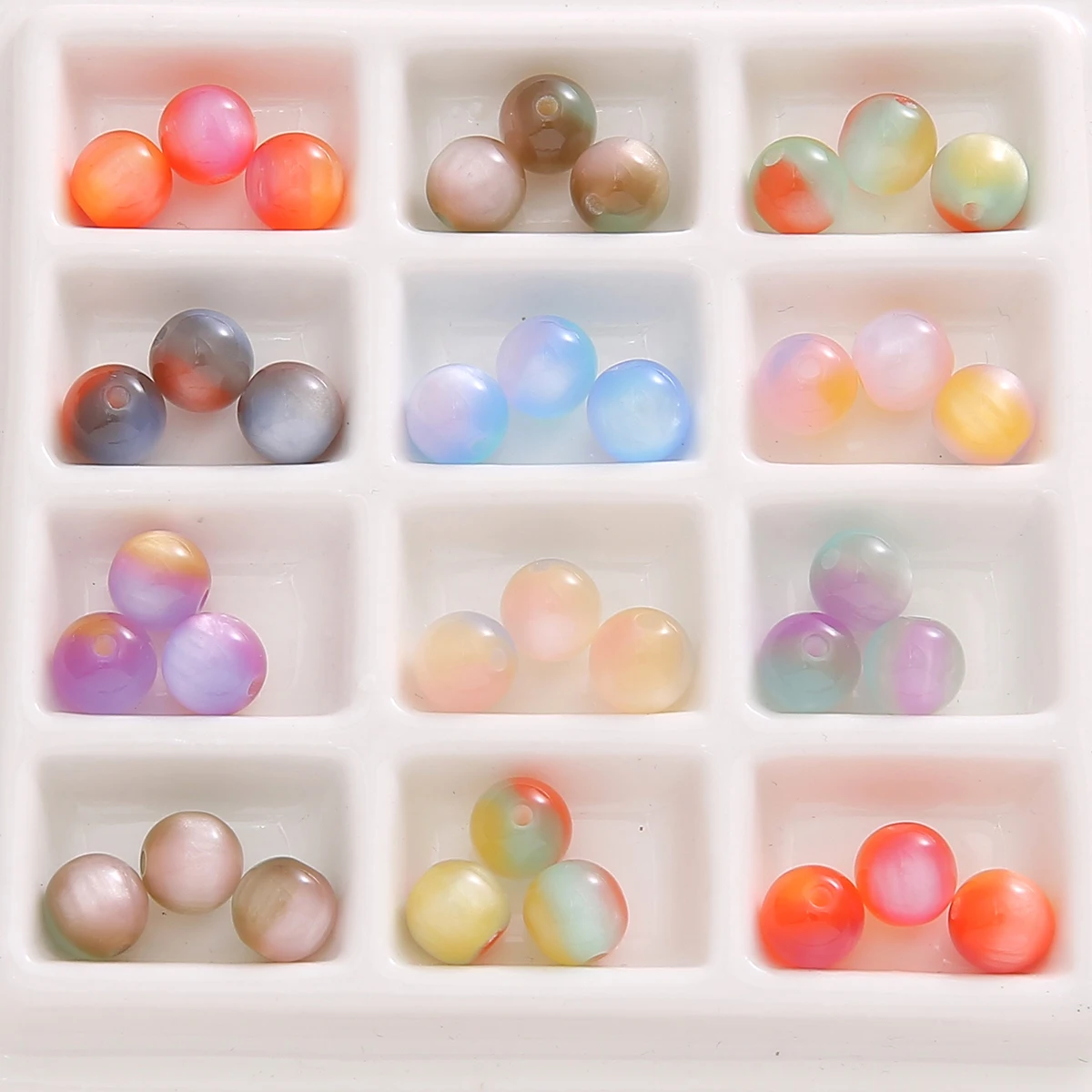 

10pcs Double Color Resin beading Cats Eye Beads Round Loose Spacer Beads for Jewelry Making DIY Bracelet Necklace Accessories