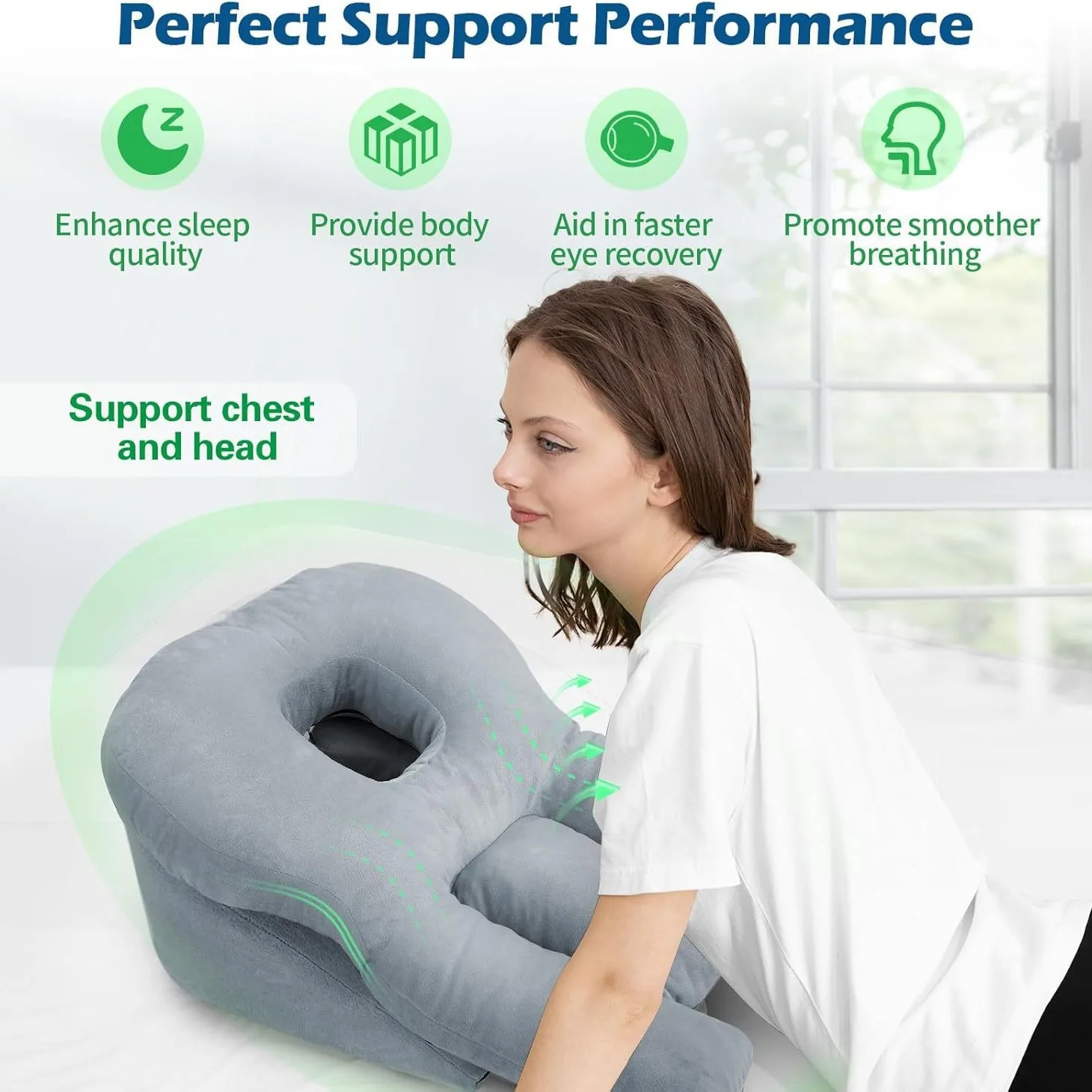 

Подушка для сна на животе после операции на глазах, с 3 отверстиями для легкого дыхания, для восстановления после витрэктомии и BBL