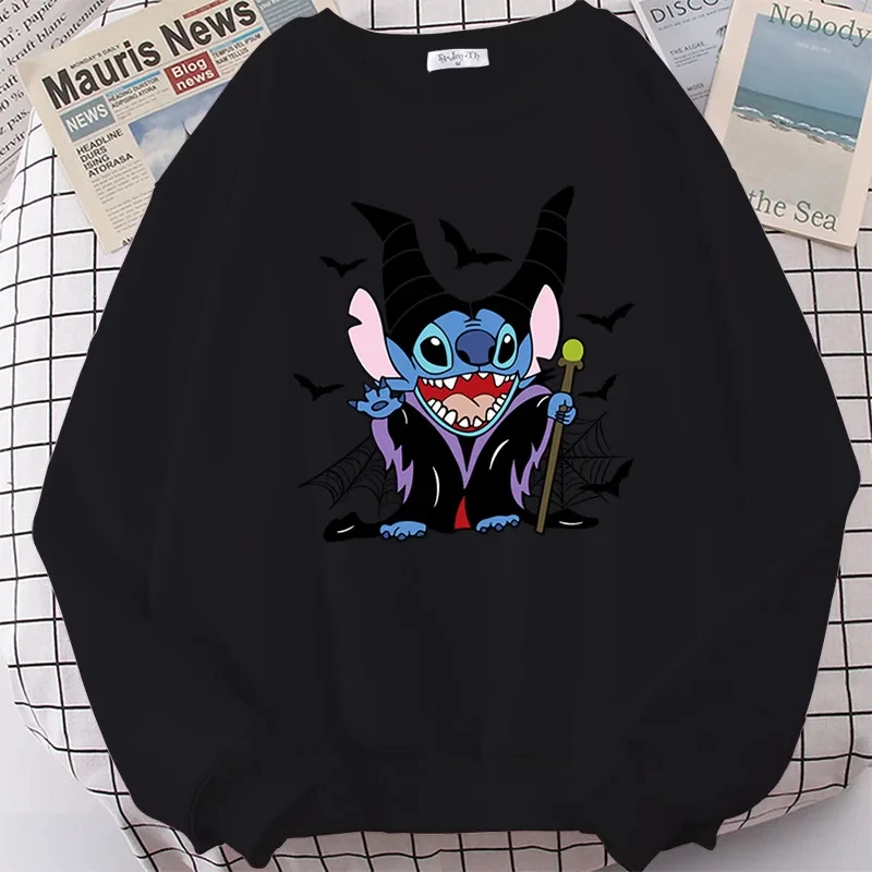 2024 MINISO New Autumn/Winter Boys&Girls Stitch Halloween Print O-Neck Sweater KID/Adult Casual Kawaii Parent-Child Pullover