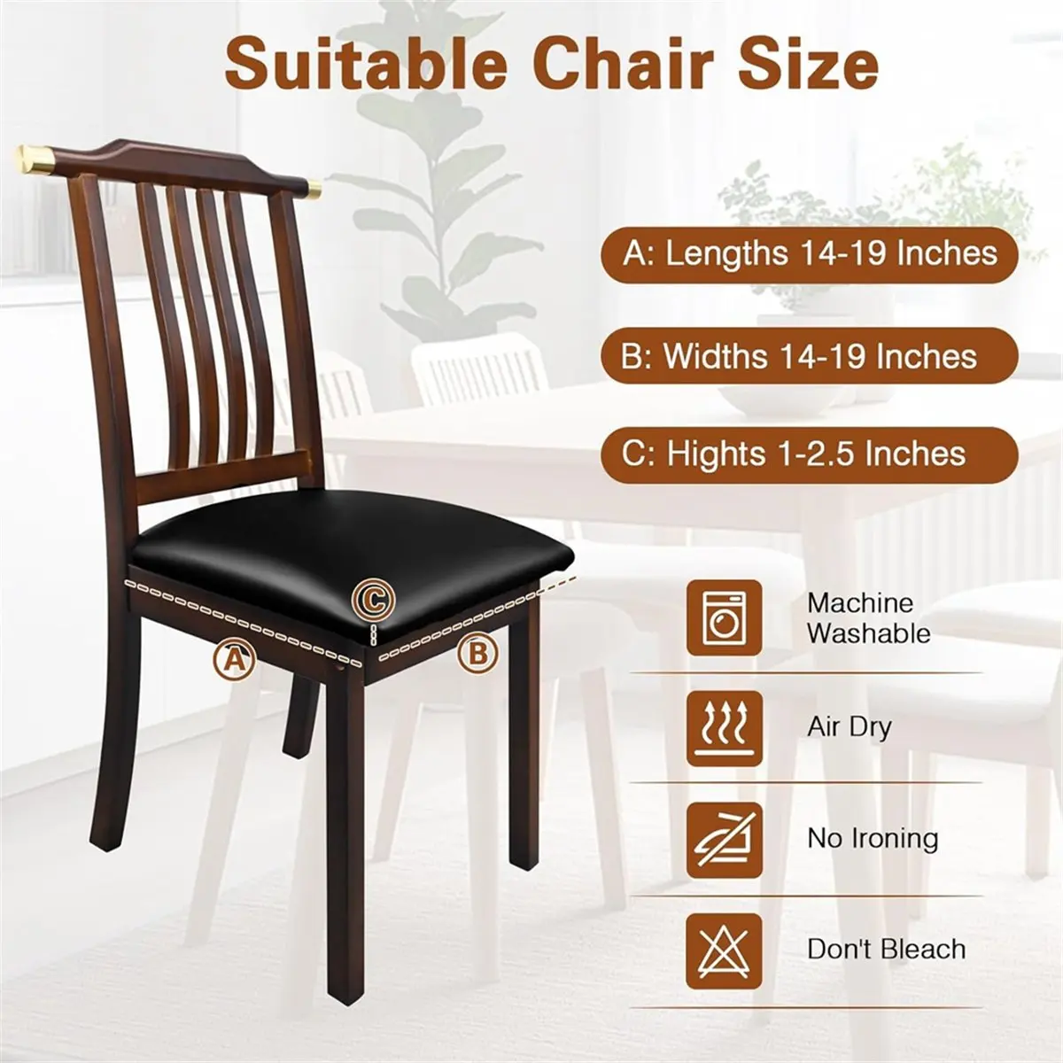 belong 4 Pcs Seat Covers for Dining Chairs Waterproof Chair Seat Covers Set Oilproof & Wipeable Kitchen Chair Seat Protector