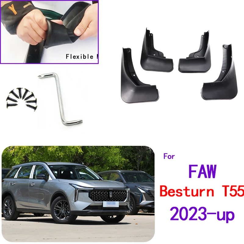 Car Wheel Mud Flaps Splash Guards MudFlaps Soft TPE Wheel Fender For FAW Besturn T55 SUV 2023-Present Mudflaps Splash Guards