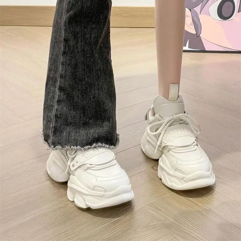 Platforma damskie buty na wysokim obcasie trampki damskie Casual buty dla taty moda Chunky Sneakers kobieta gruba podeszwa obuwie sportowe