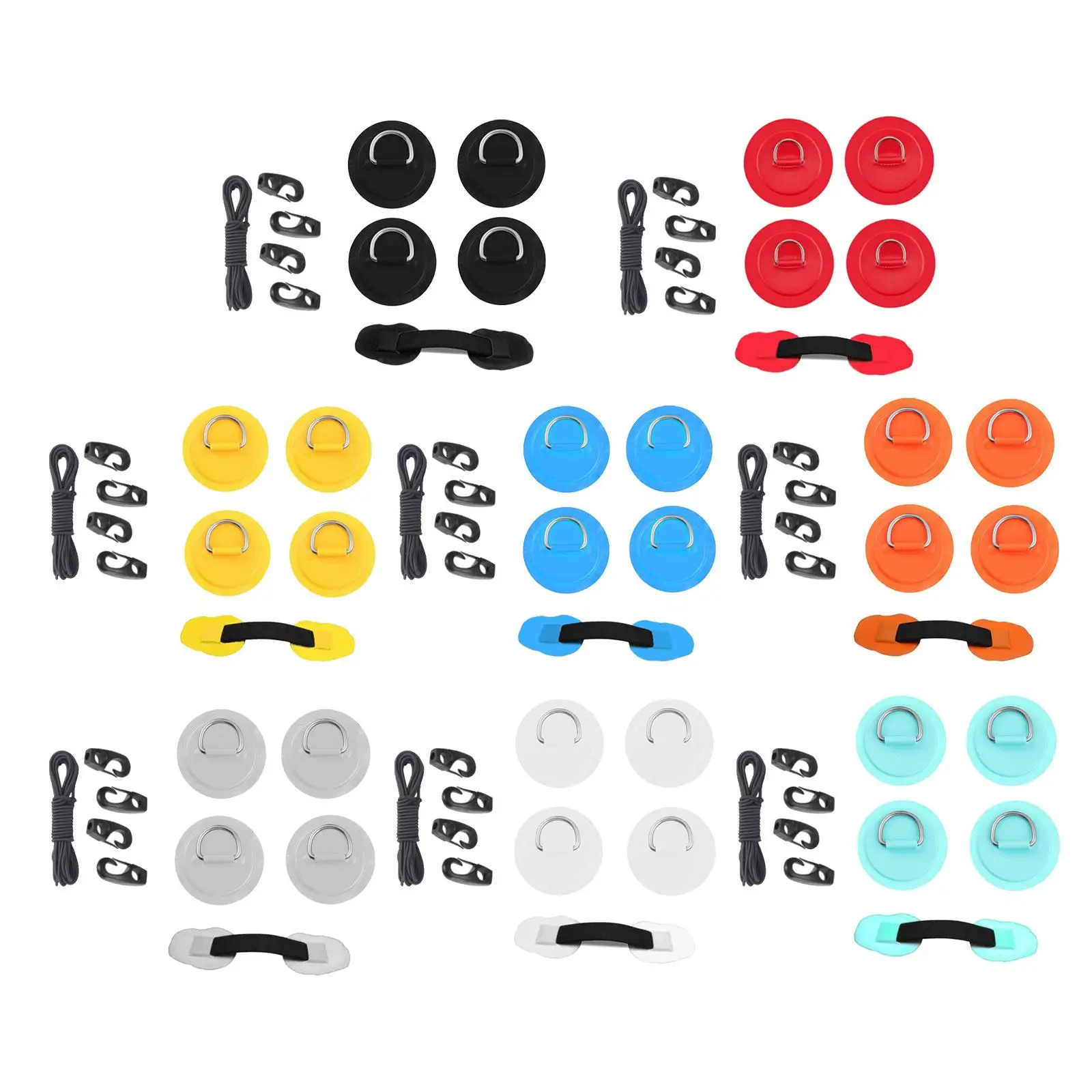 D Ring Pad Patch Bungee Accessories Set Good Performance Round Patch with Cord Hooks Premium Material for Stand up Paddleboard