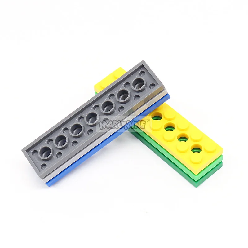 Marumine 50 Uds. Tablero de tecnología MOC 2x8 con 7 agujeros DIY bloques clásicos 3738 casas edificios piezas creativas juguete para niños