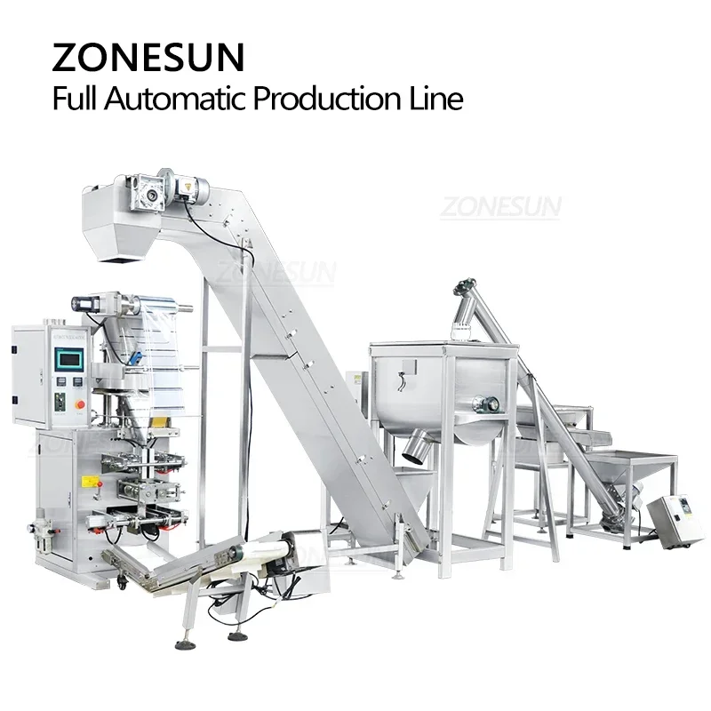 ZONESUN ZS-FAL180X6 Automatic Powder Production Line Granule Packaging Machine Dry Flour Grain Ponch Filing Sealing Equipment