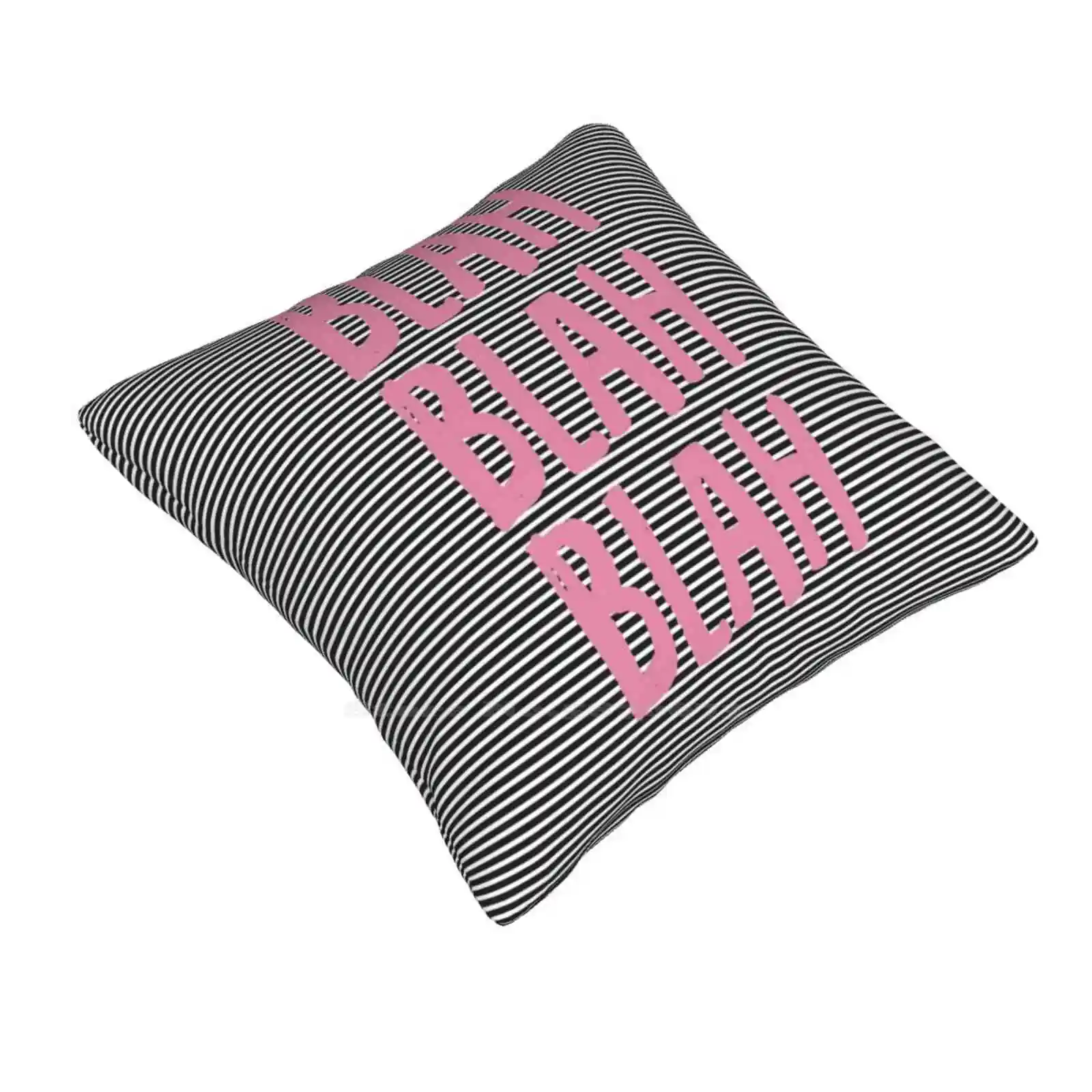 Blah Blah Blah Funny Cute Decor Square Pillowcase Feminist Feminism Quotes Quotations Blah Blah Blah Patriarchy Stripes Pink