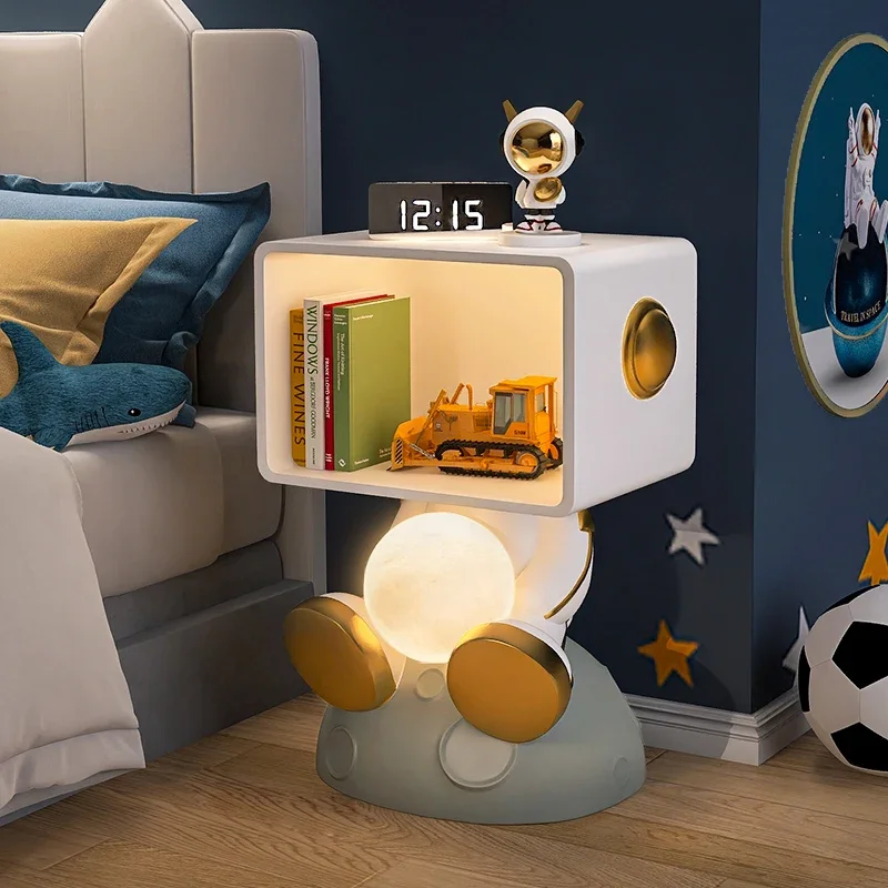 Mesita De noche moderna nórdica con luz Led, mesita De noche blanca para Dormitorio, almacenamiento minimalista, muebles De Dormitorio