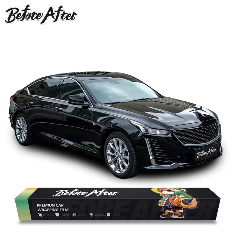 Glossy Piano Black  PVC Vehicle Air Free Super Crystal Color Change Self Adhesive Foil Wrap Vinyl Film Black Self-repairing Film