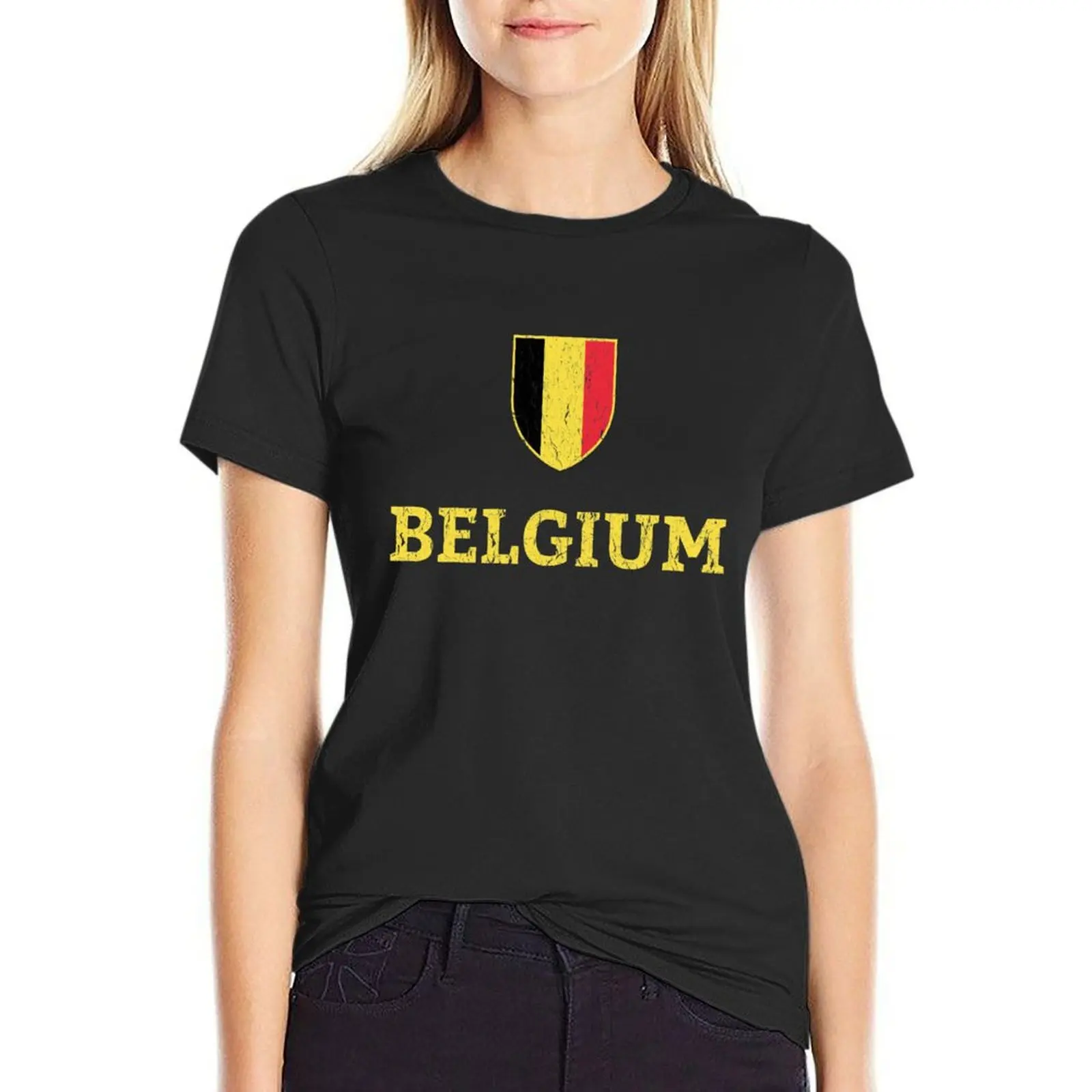 Vintage Belgium Soccer Belgian Football T-Shirt graphics korean fashion Blouse plus size tops Women's tee shirt