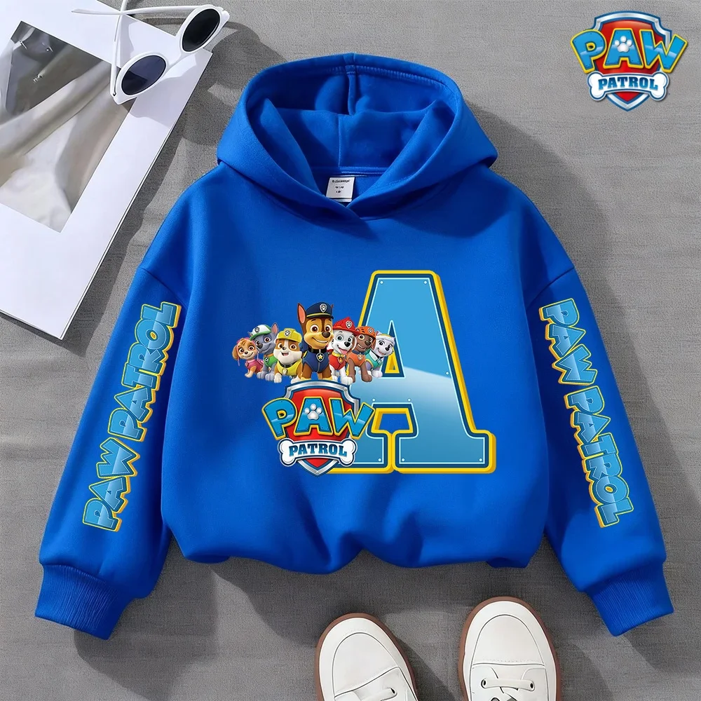 

PAW Patrol Letter A-Z Name Hoodie Girls Animation Sweatshirt Children's Winter Thickened Warm Pullover Children's Clothing Gift