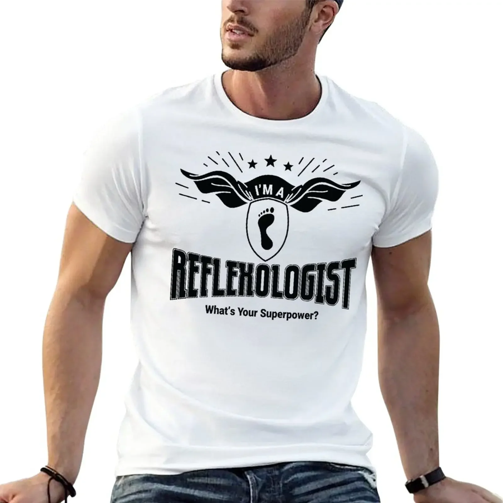 New I'm a reflexologist. Wha's Your Superpower? T-Shir black  shirs ops oversized  shirs for men