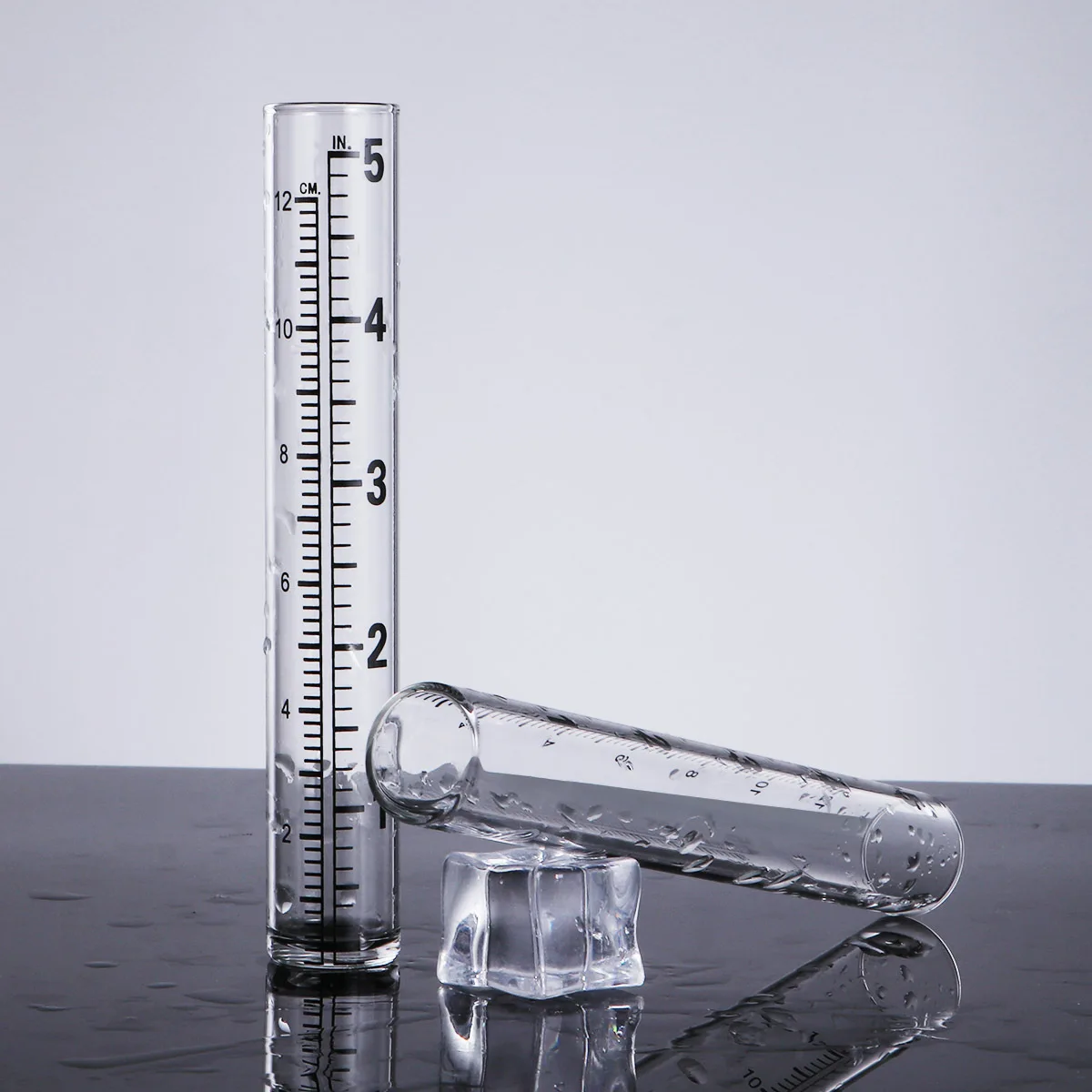 

2Pcs 12cm Glass Rain Meter Test Tube with to 5 Inches Backyard Weather Durable Long Lasting Test Tube