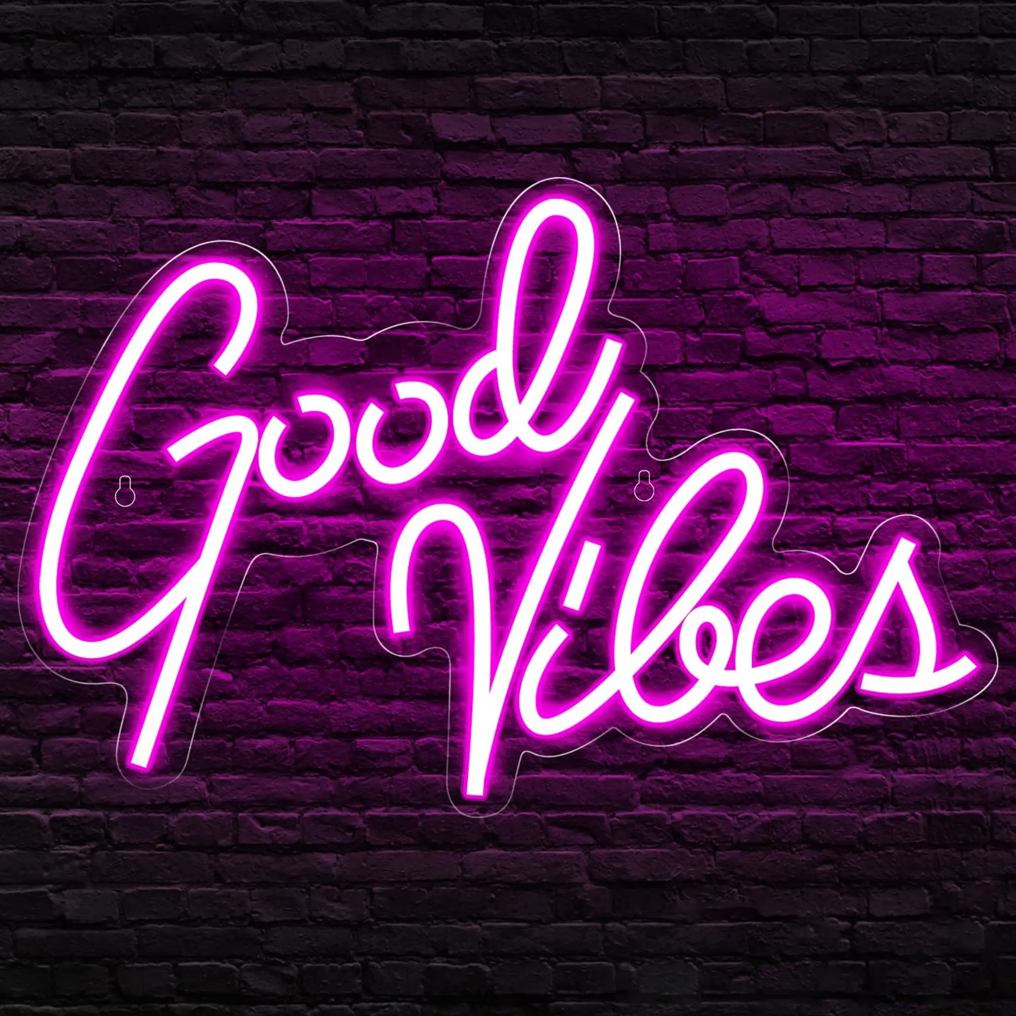 Good Vibes Neon Sign for Wall Decor, Pink Neon Lights for Room & Party Decor, USB Powered Neon Lights Signs for Lover, Friends