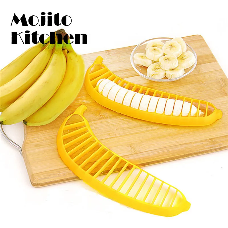 

Kitchen Gadgets Plastic Banana Slicer Cutter Fruit Vegetable Tools Salad Maker Chopper Fruit Cooking Cut