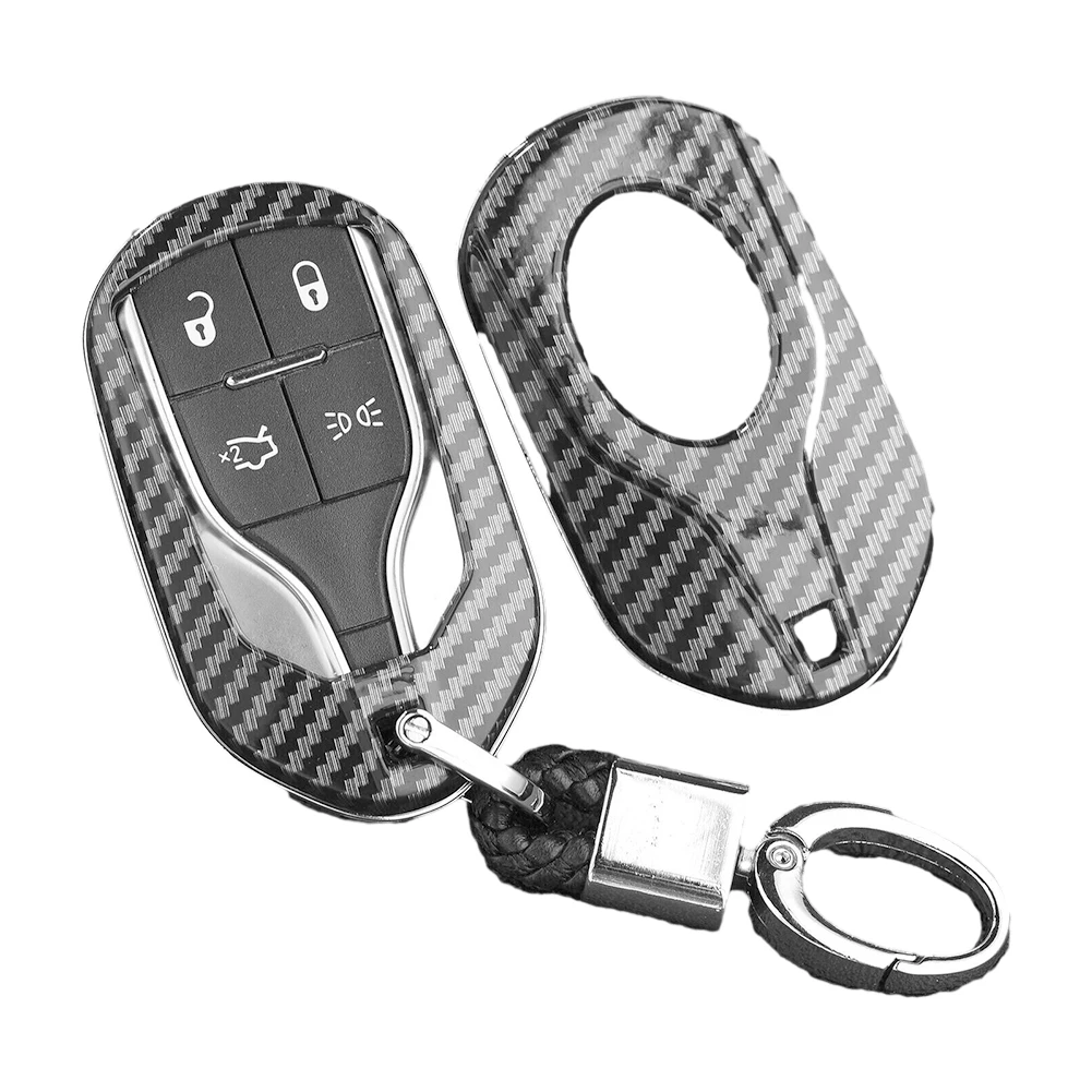 

Чехол для ключей и цепь из углеродного волокна для Maserati для Ghibli Levante 2014 2020, совместимый кнопочный запуск двигателя