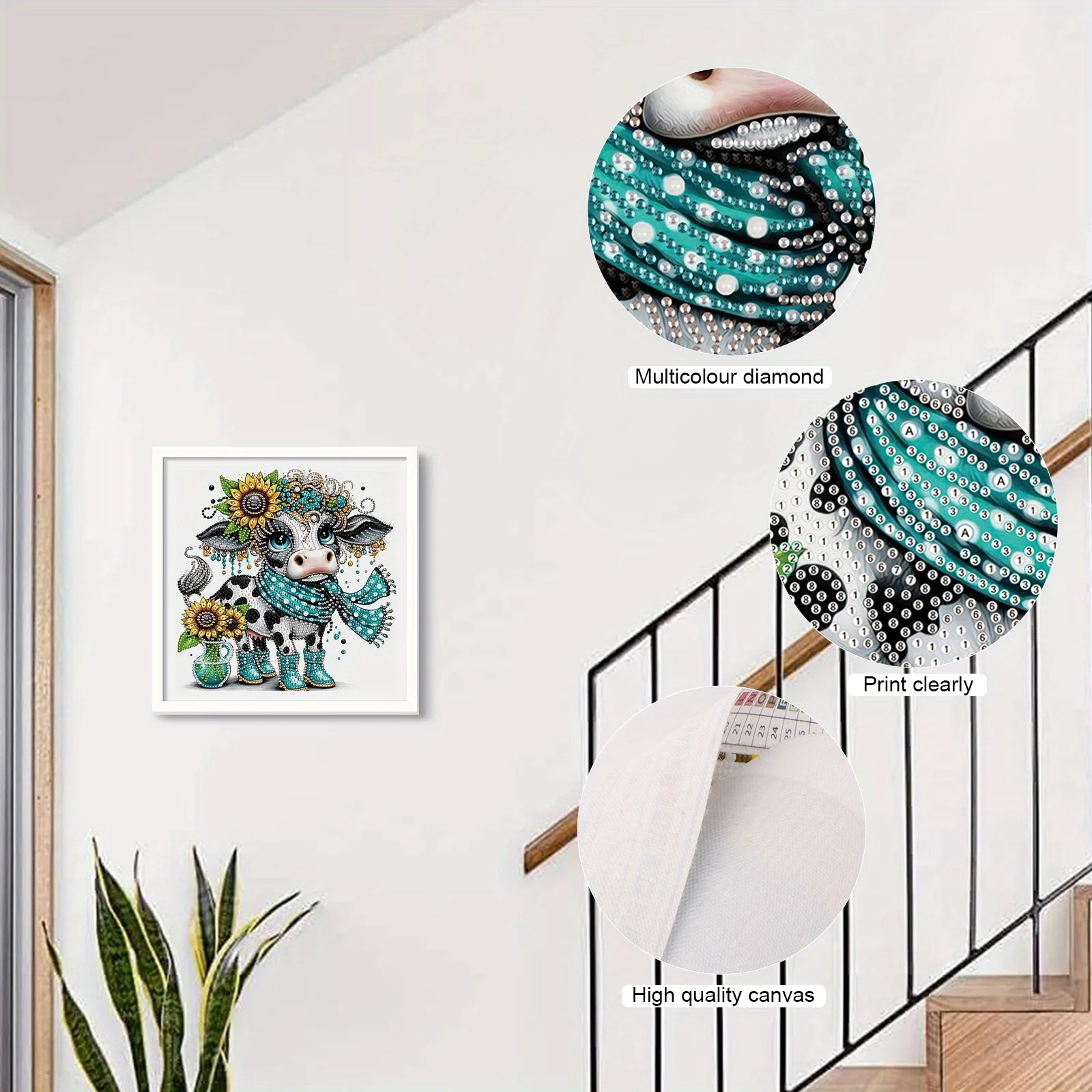 DIY Cattle and flowers 5D Special Shape Diamond Art Kits for Beginners,Diamond Art Painting Kits for Home Wall Decoration Gift