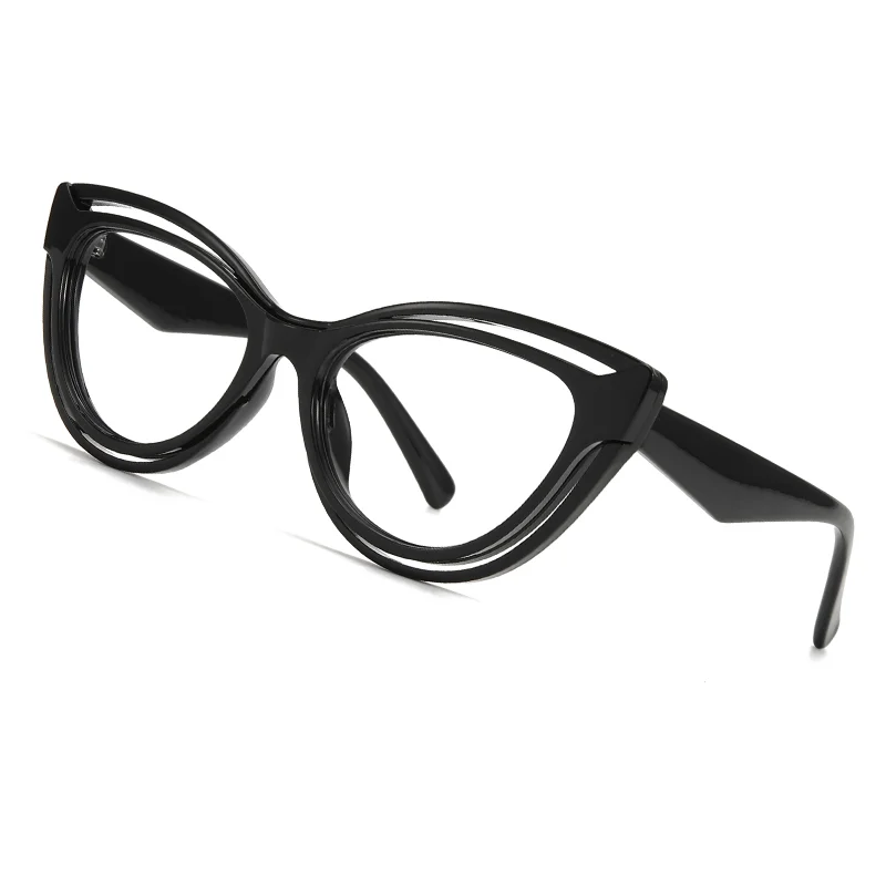 中空デザインのキャットアイブルーライトブロックメガネ、マルチカラーオプション、スタイリッシュで多用途