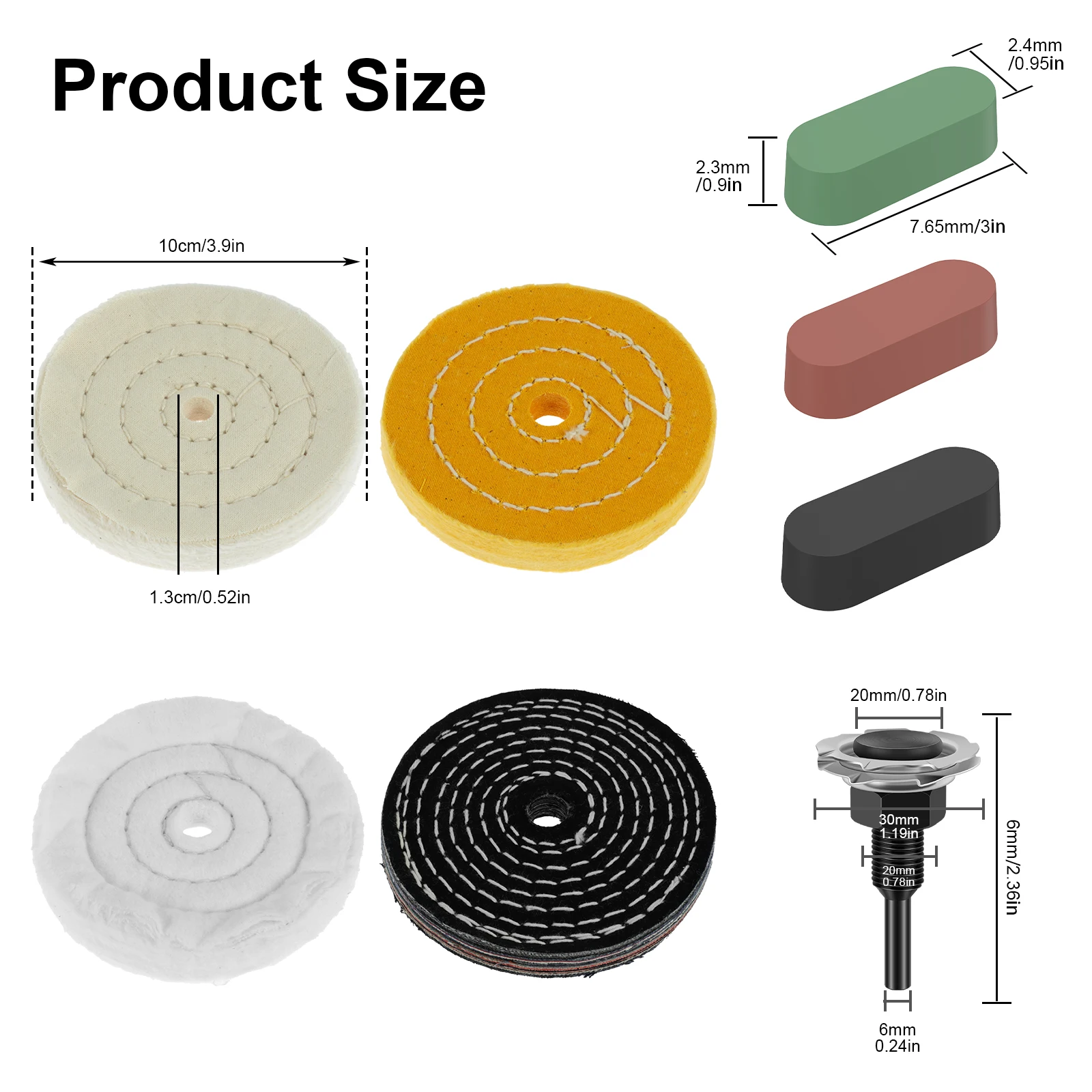 Buffing Polishing Wheel Kit Reusable Polishing Compound Kit with Shank Soft Polishing Pads Durable Metal Jewelry Glass Polishing