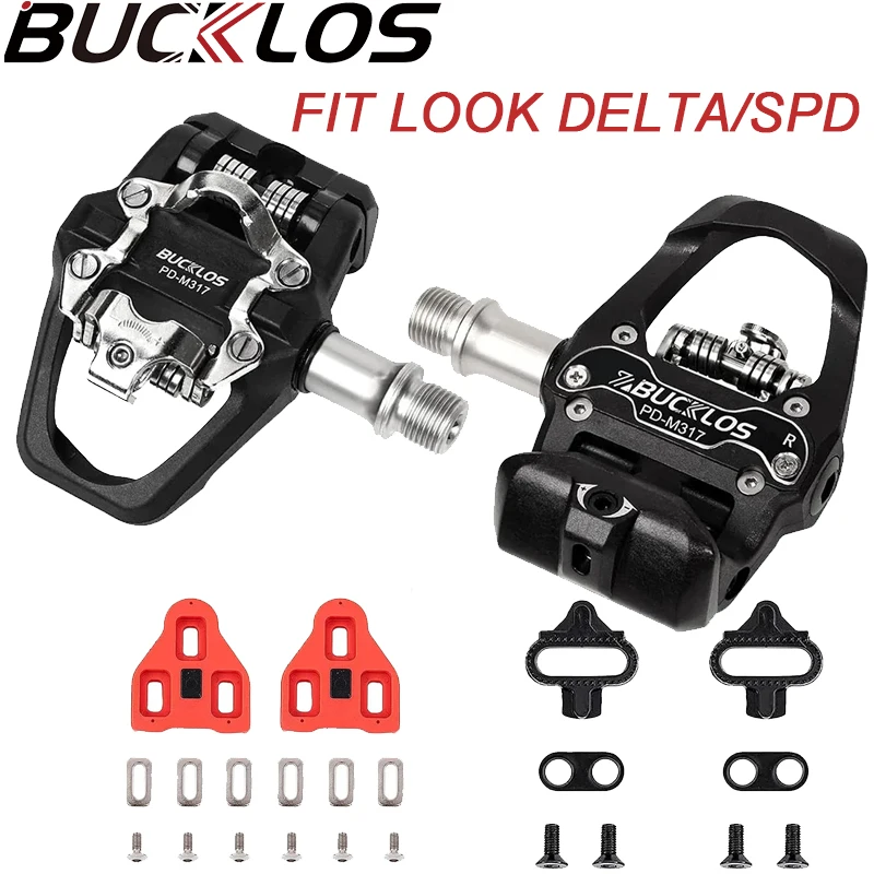 

BUCKLOS Bicycle Clipless Pedal for SPD LOOK DELTA System Bike Self-locking Pedals Dual Function Road MTB Pedal Bike Shoe Cleats