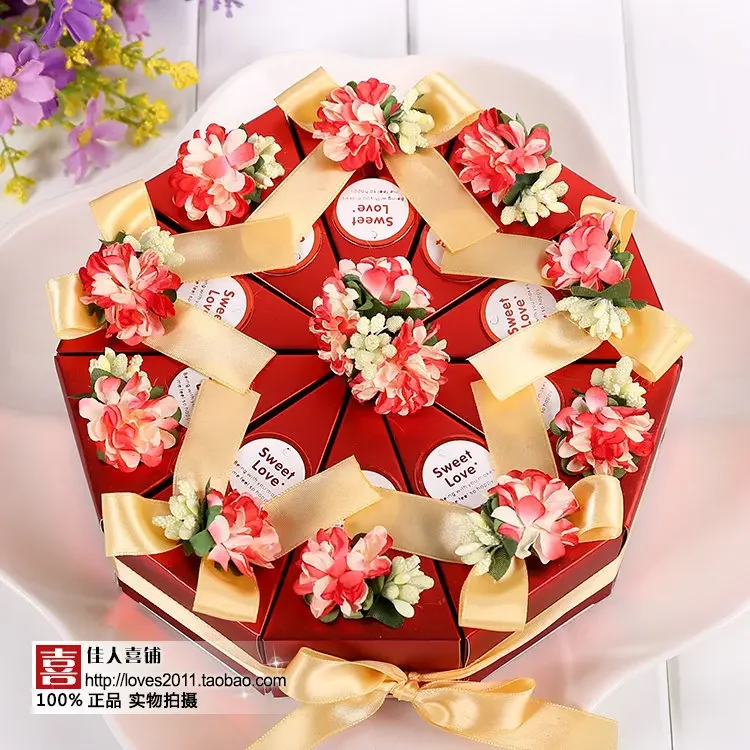 20 قطعة نمط جديد المثلث الأوروبي صندوق حلوى الزفاف الإبداعية شخصية حلوى الزفاف هدية صندوق كبير كعكة عيد ميلاد مربع #4