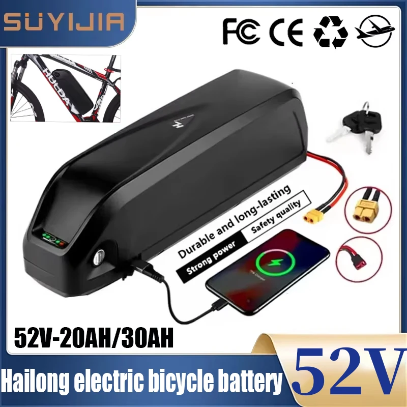 52V High Power Hailong 350W 500W 750W 1000W 18650 Battery 20Ah 30Ah Electric Mountain Bike Rechargeable Lithium Battery Pack