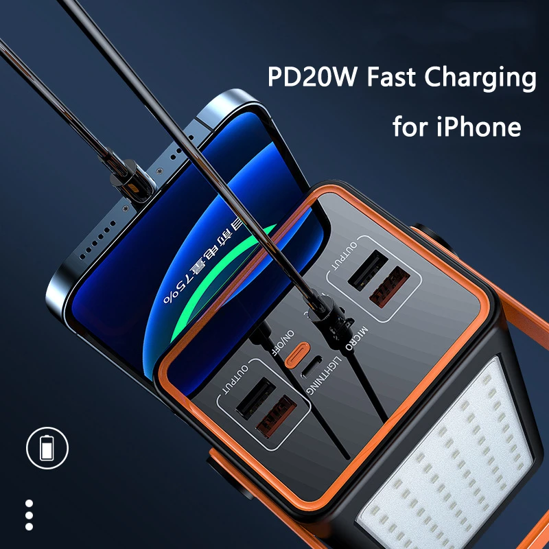 

PD20W Fast Charging for IPhone Portable Charger 50000mAh Power Bank Digital Display Traveling Backup Battery Powerbank Bateria