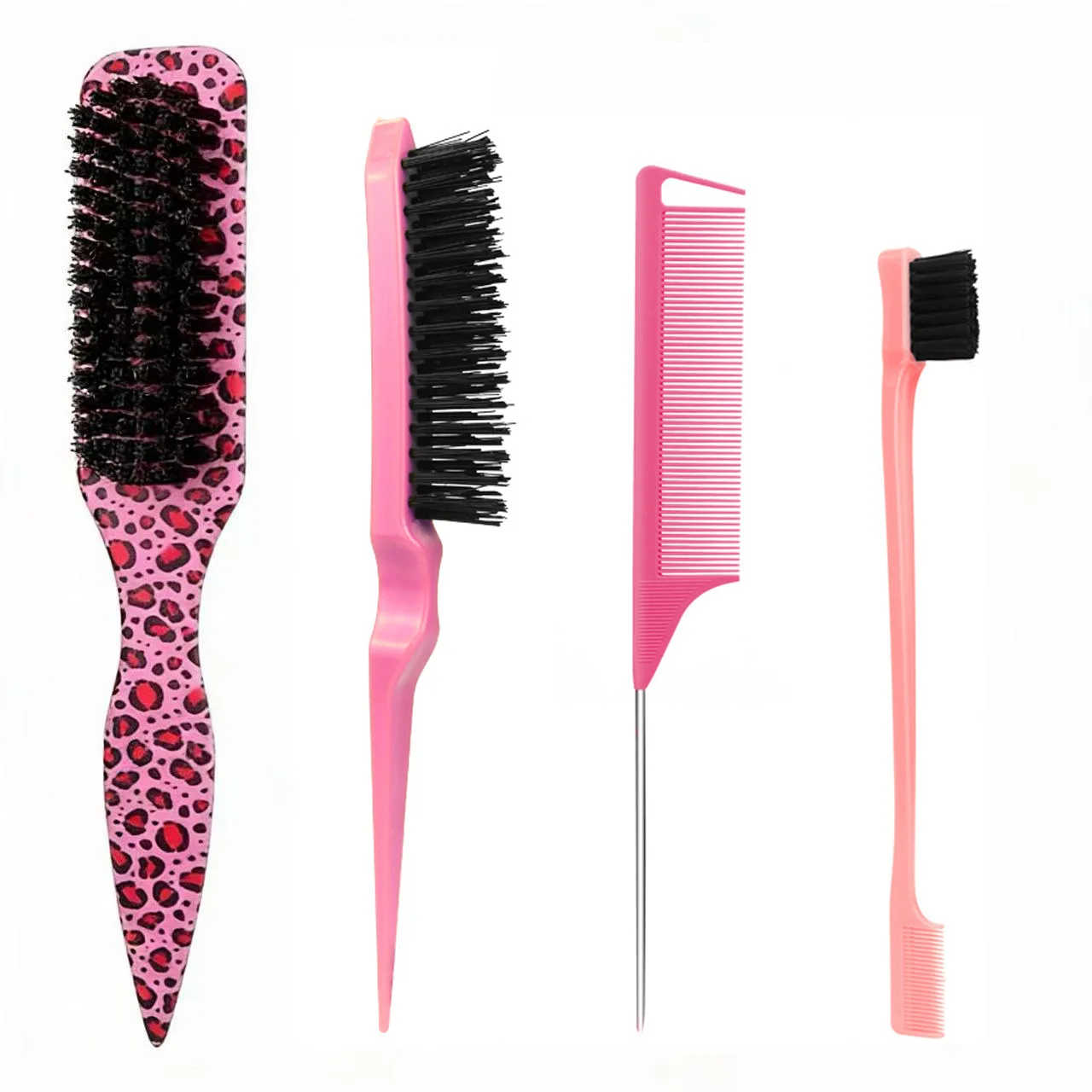 4-teiliges Borstenbürsten-Set für Glattes Haar, Elegante Pferdeschwänze & Dutt, Glättung von Babyhaaren, Fliegenden Haaren, Kantenkontrolle - Toupieren & Teasing – Detail 1