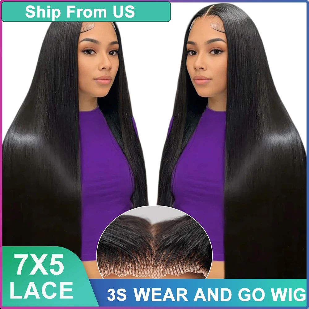 

Black Straight Wigs Human Hair 7X5 Lace Front Human Hair Wig 40 Inch Lace Front Human Hair Wig For Women Pre Plucked Mixed Wigs