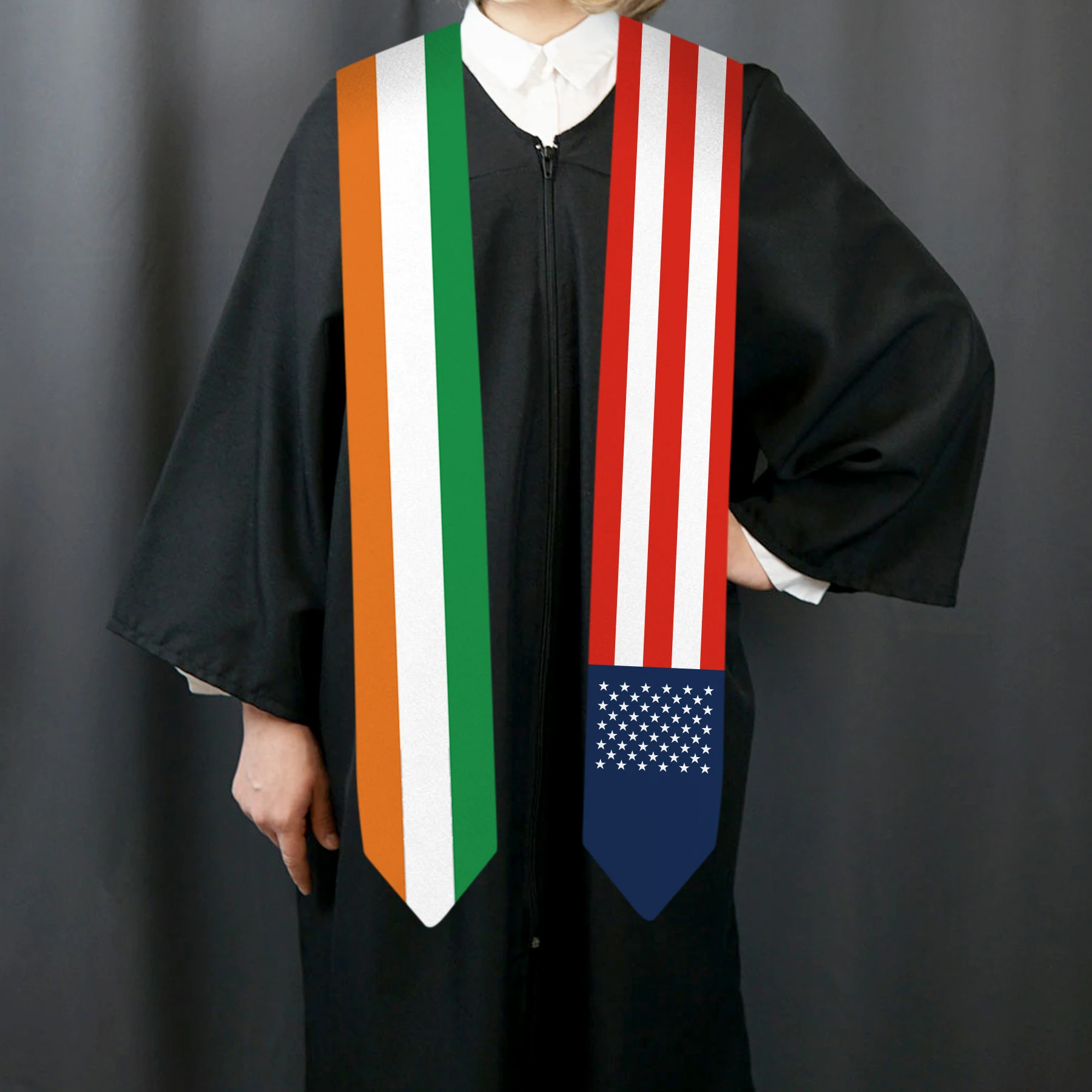 13x180cm USA Ireland Flag Graduation Sash Bachelor Gown Accessory Graduation Sash Scarf