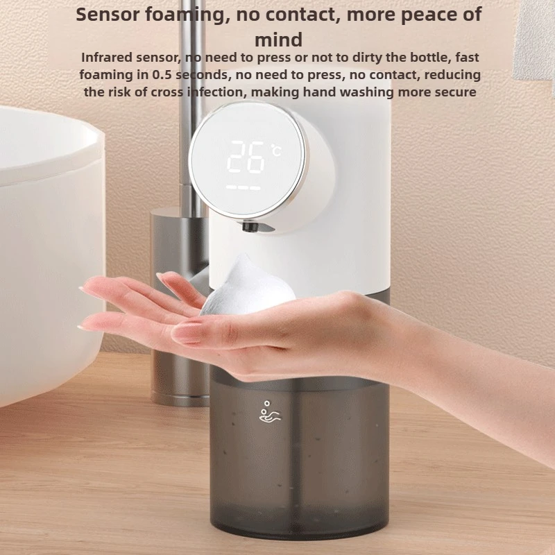 USB Automatic Liquid Soap Dispenser Touchless Sensor Foam Machine with Temperature Display for Bathroom Equipment