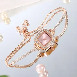 Reloj de pulsera de acero para Mujer, cronógrafo de cuarzo de lujo, esfera cuadrada pequeña, Popular, elegante