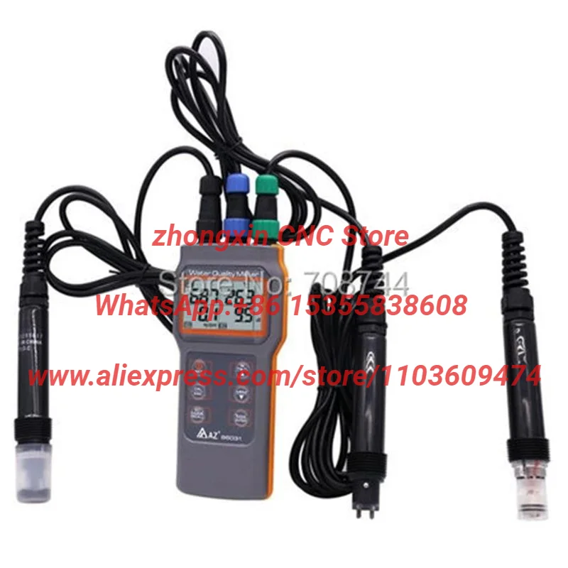AZ86031 Waterproof IP67 Combined Water Quality Tester Water PH Meter (PH/ COND/ SALT/TDS/DO Multifunction Electronic PH Meter)