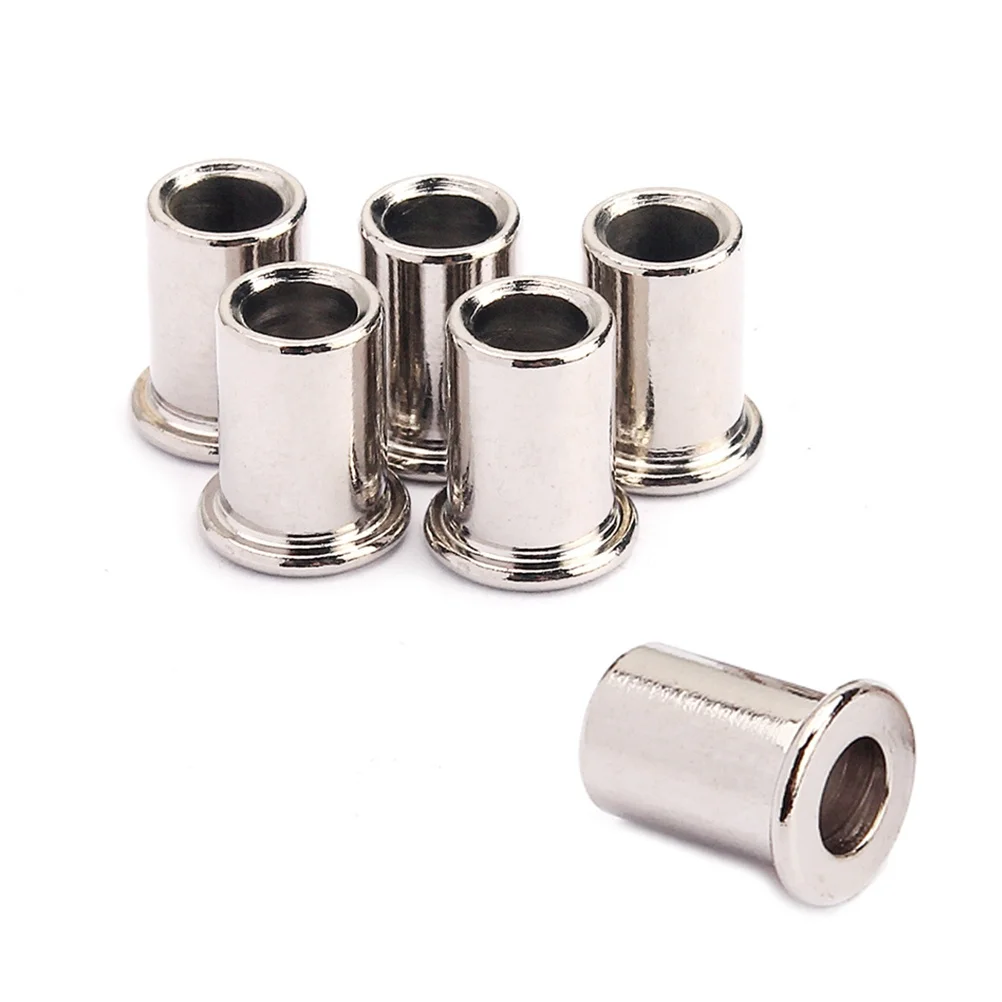 

6 pcs Guitar String Chrome For String-Through Body Repair Replacement Thru Body Ferrules String Ferrules Electric Guitar Parts
