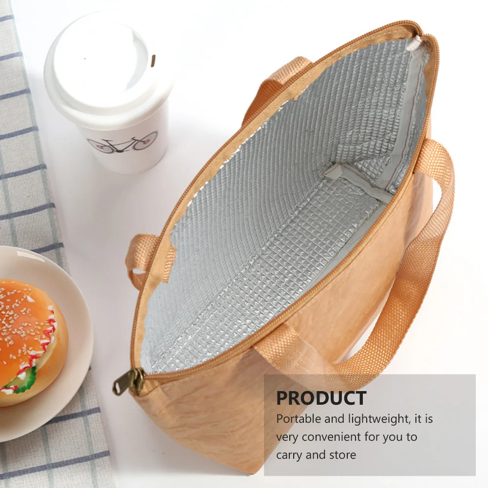 

1 pc Paper Insulated Lunch Bag Portable Bento Pouch Reusable Picnic Cooler Bag For Office Workers Students Outdoor