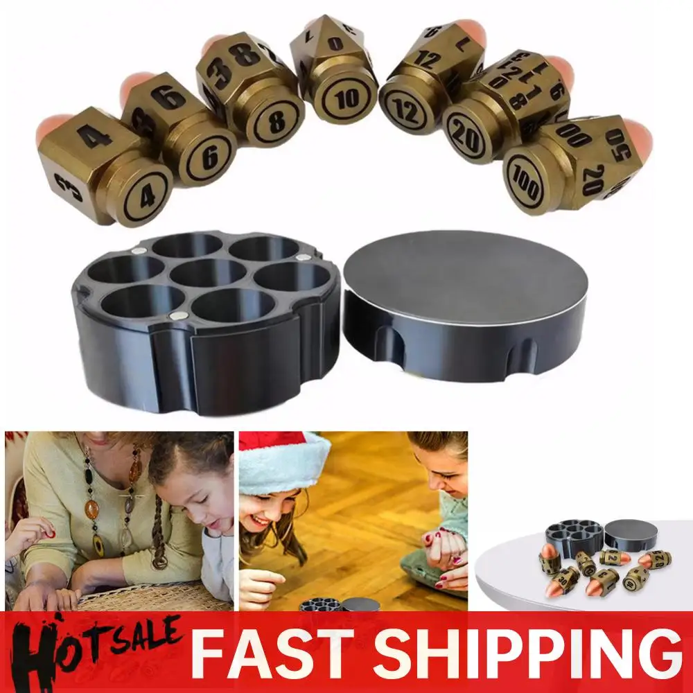 7Pcs Bullets Dice Set 6 Sided Bullets Dice Pub Entertainment Game Props D6 Bullets Dice Set for Board Game Lovers