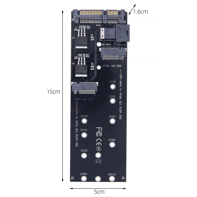 SATA NVME M2 어댑터 SSD M2 어댑터 NVME PCIE SSD-SFF-8643 어댑터 M.2 NGFF SATA SSD-SATA 카드 추가 라이저 22110 M.2