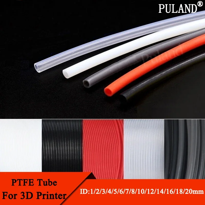 1M PTFE Tube For 3D Printer Parts Pipe ID 0.5 1 2 2.5 3 4 5 6 7 8 10 12 14 16 18 20 mm F46 Insulated Hose Extruder J-head 600V