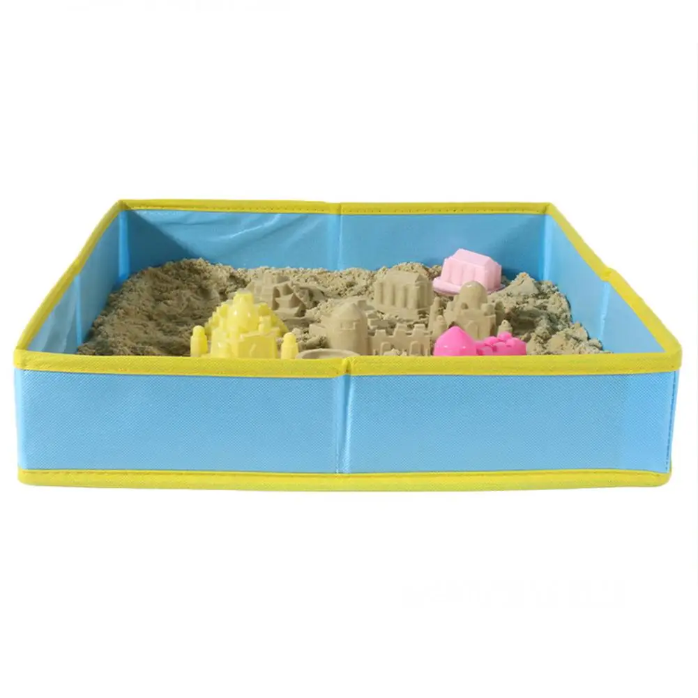 PVC Folding Reusable Cleaning Basin Kids Sensory Learning Activity Tray Sandbox for Play Sand Games Beach 38x38CM - view 6