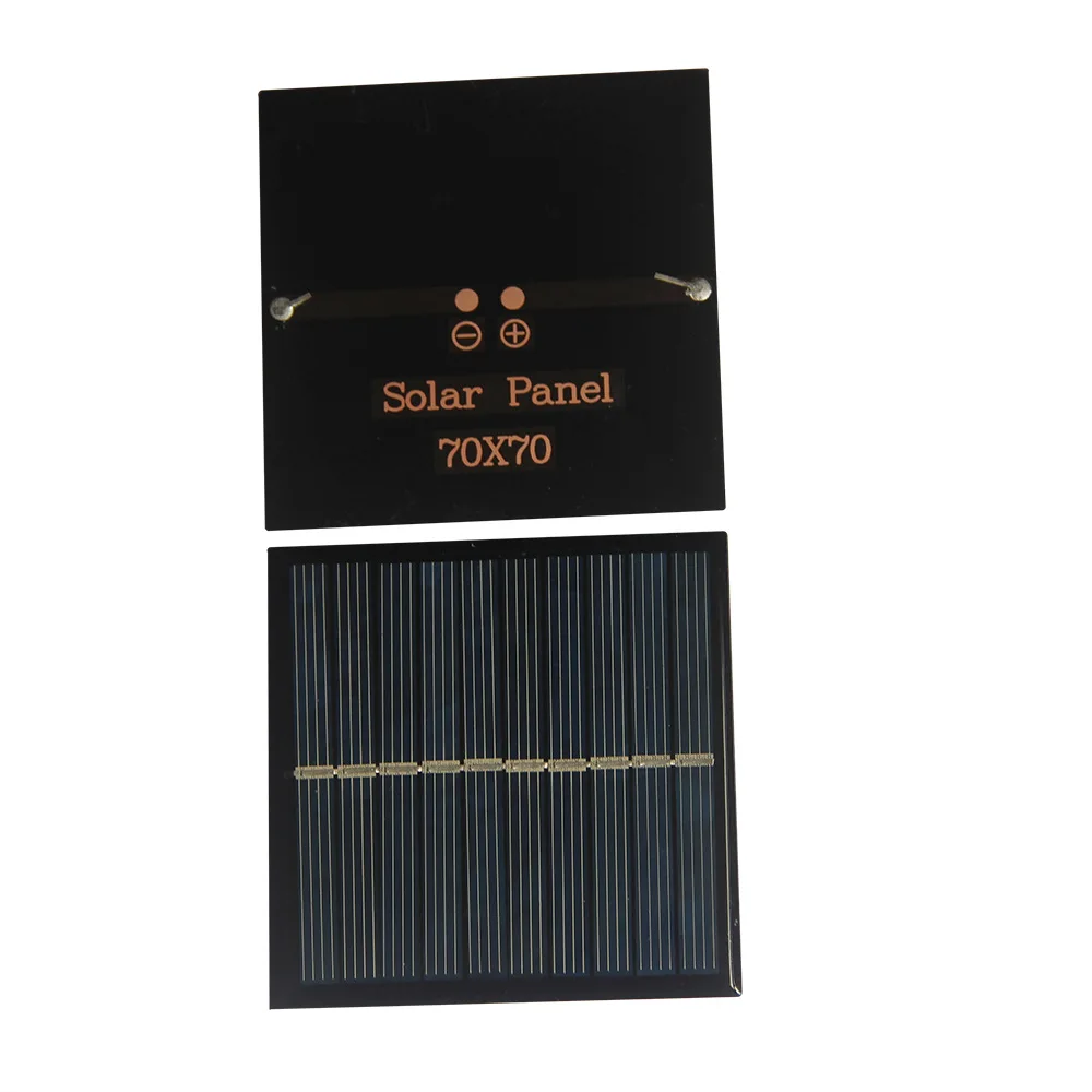 0.7 واط 5 فولت لوحة طاقة شمسية صغيرة الكريستالات الخلايا الشمسية قوة صغيرة 3.7 فولت شاحن بطارية مصباح ليد دراسة 70*70 مللي متر