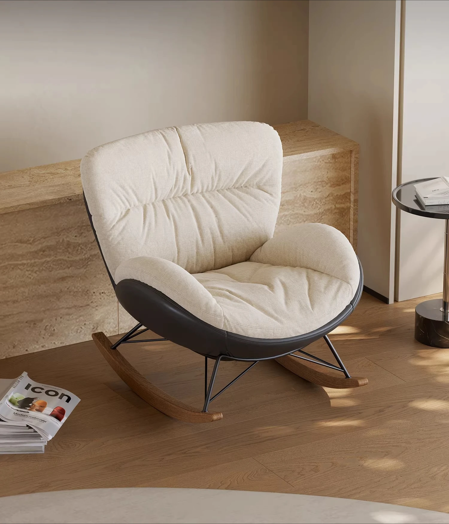 

Italian light luxury leisure rocking chair living room sofa chair modern simple wind fabric swivel chair designer light