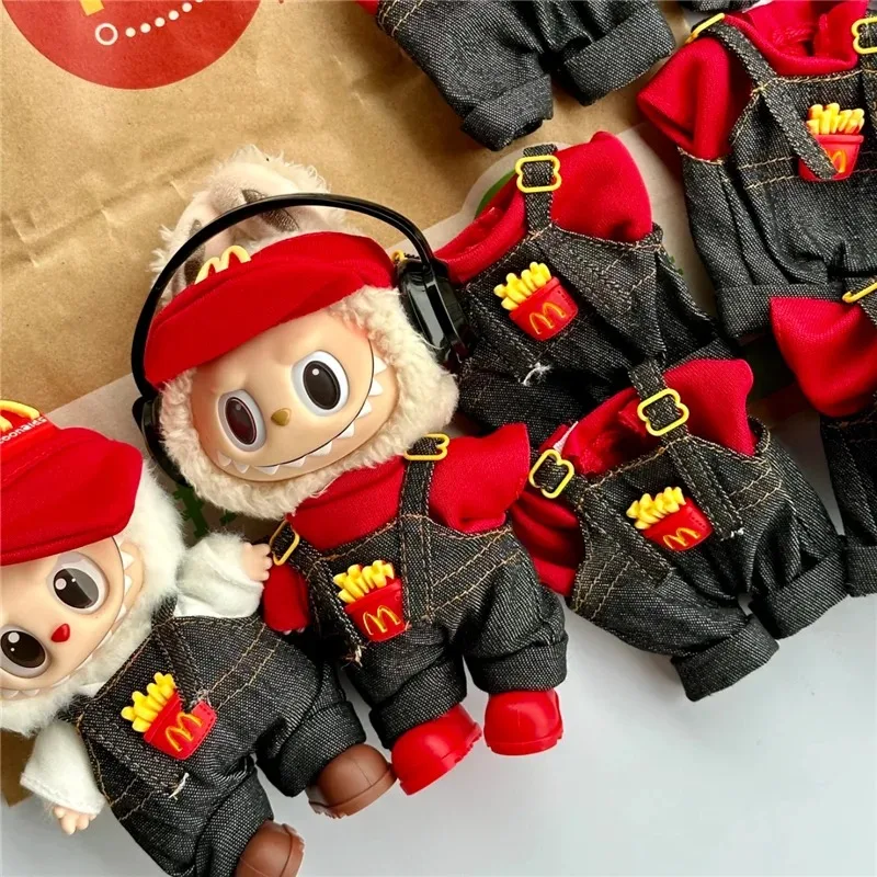 15 17 سنتيمتر ل Labubu دمية الوجبات السريعة كولا البطاطس الزي الملابس موضة عمال العمل تأثيري الملابس دمية اكسسوارات