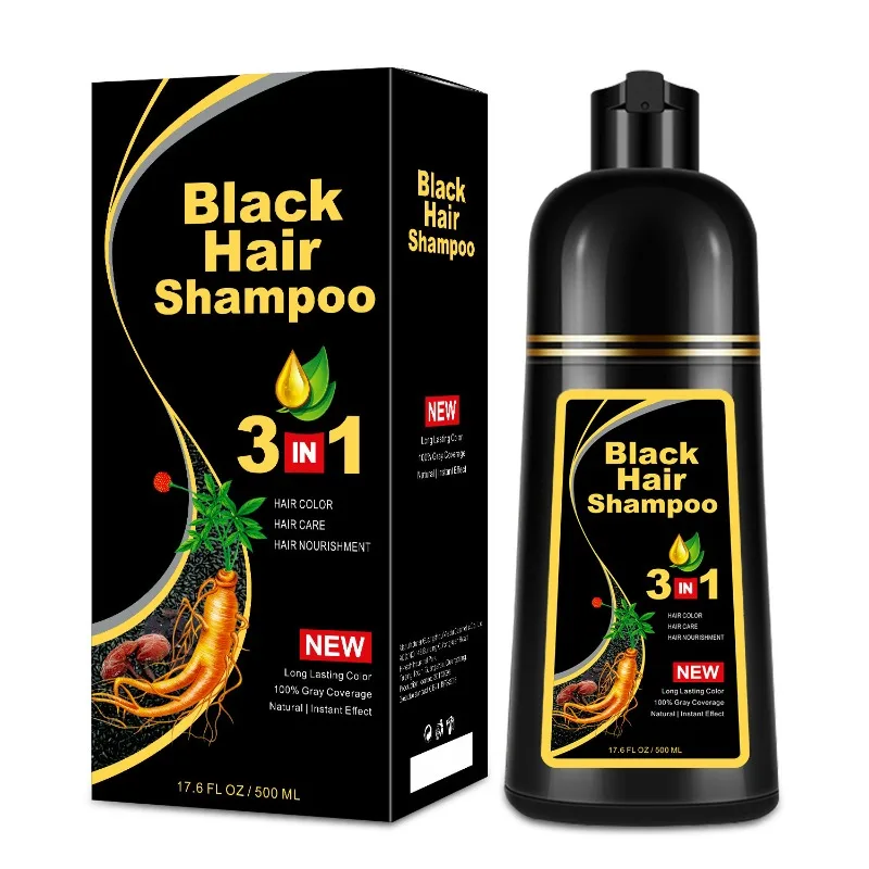 

500ml Gray Hair Dye Darkening Shampoo 3in1 Hair Seven Colors Natural Herbal Ingredients Coloring Cover for Men Women