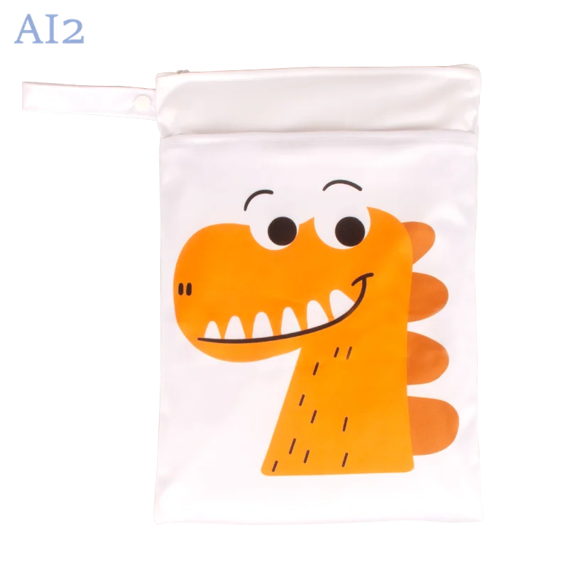 25*35cm Cartoon Animal Storage Bag Baby costume da bagno impermeabile pannolino Dry Wet Bag Mini portatile doppia tasca passeggino Carry Pack