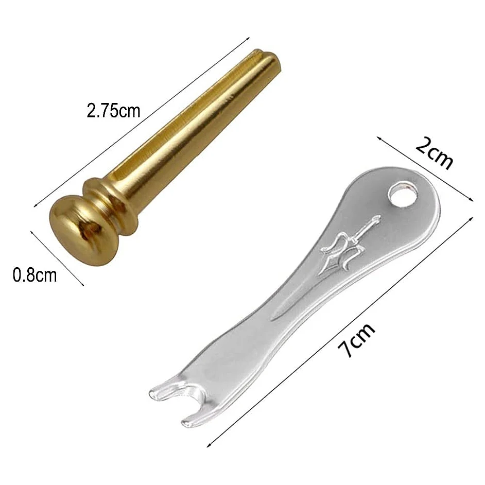 Bronze Guitar Bridge Pins, Endpin para guitarra acústica, com Guitar Bridge Pin Puller, 6pcs
