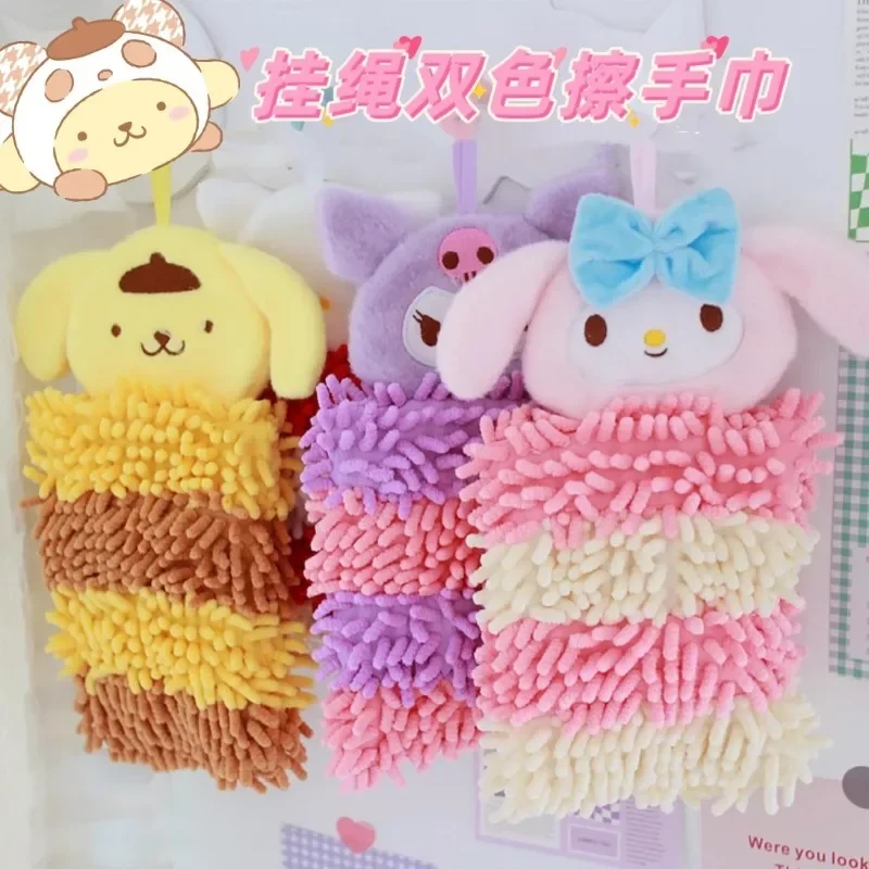 

Sanrio Chenille Hand Towels Wipe Cartoon Kruomi Cinnamoroll Melody Pompompurin Quick Dry Hand Towel for Kitchen Bathroom Tools