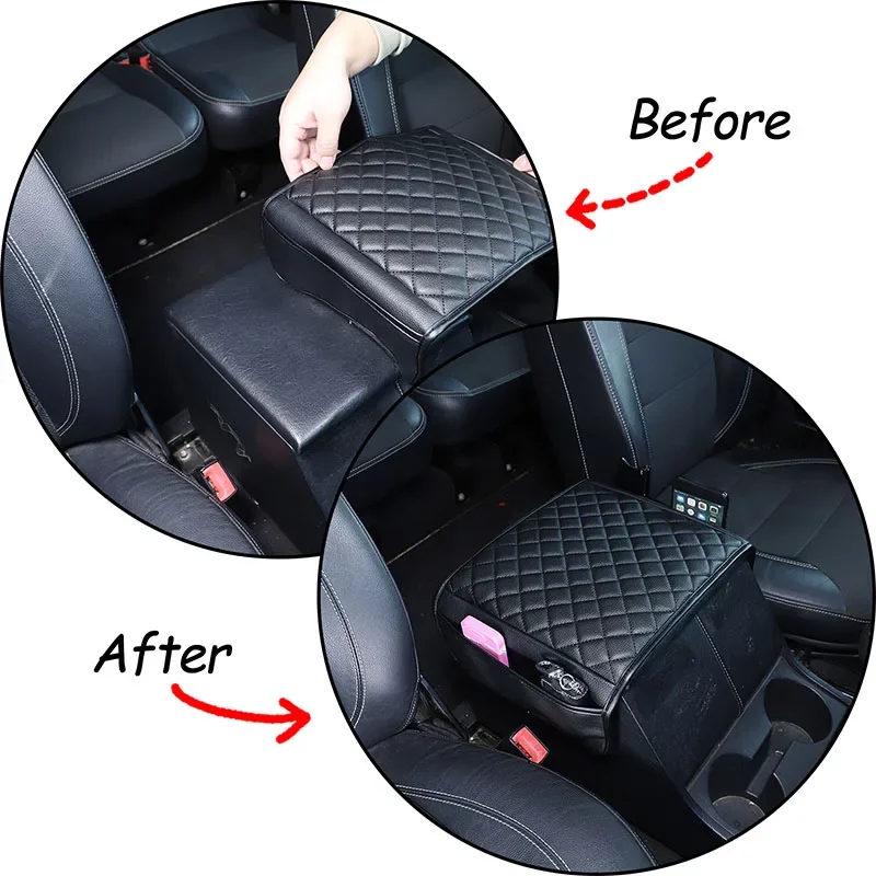 صندوق مسند ذراع مركز السيارة غطاء واقي ، ملحقات جلدية داخلية للمدافع ، أرض من Rover Defender 90