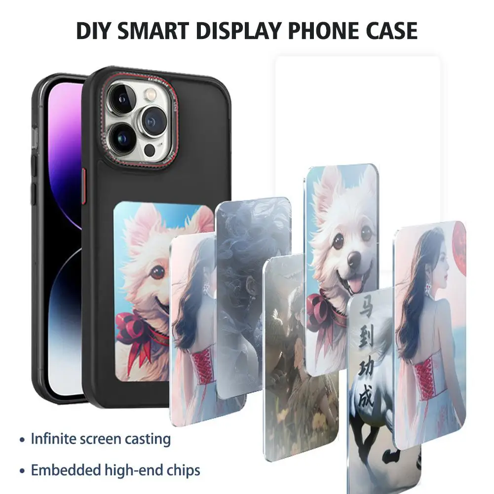 Refresh DIY Display Phone Case For Iphone 15/14/13 Series E Ink Screen Phone Protective Case Back Cover DIY Pattern Display W4L9