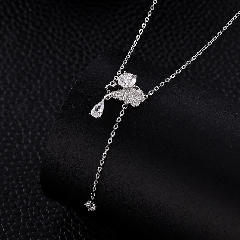 ZFSILVER Fashion Trendy s925 Silver Luxury Moissanite Drop Clound Necklace Charms Women Accessories Party Jewelry Gifts MS-1287B
