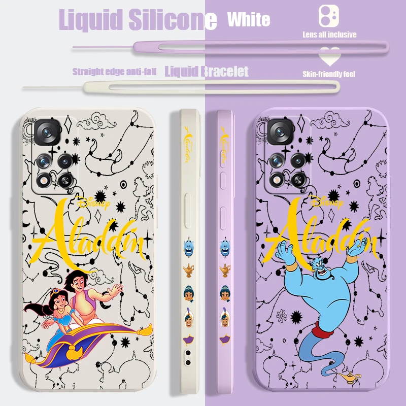 Disney Handsome Aladdin Liquid Left Rope Phone Case For Xiaomi Redmi 6 7 A K20 40 Note 7 8 9 10 T S Lite Pro Max 5G Soft Cover