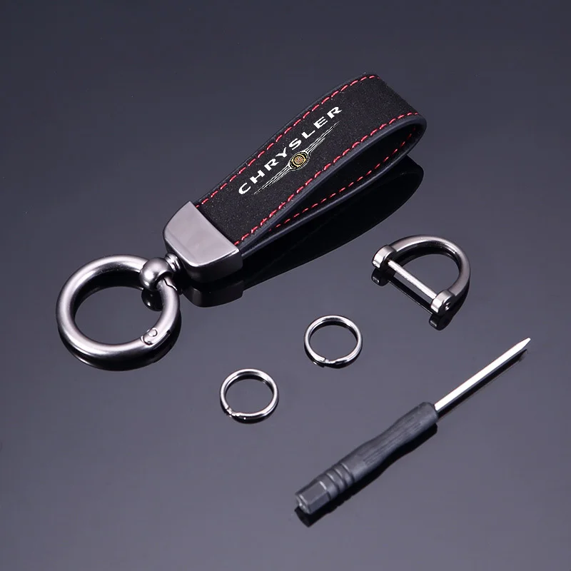 Leather Car Badge Keychain Key Chain Ring Pendant Gift For Chrysler 300c PT Cruiser Grand Voyager Pacifica Town Auto Accessories view 3